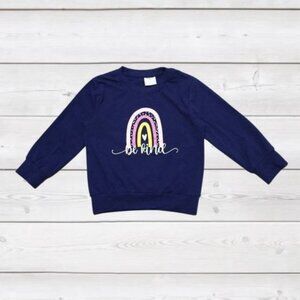 Kids' "Be Kind" Navy Blue Long Sleeve Thin Sweatshirt 18-24 Months